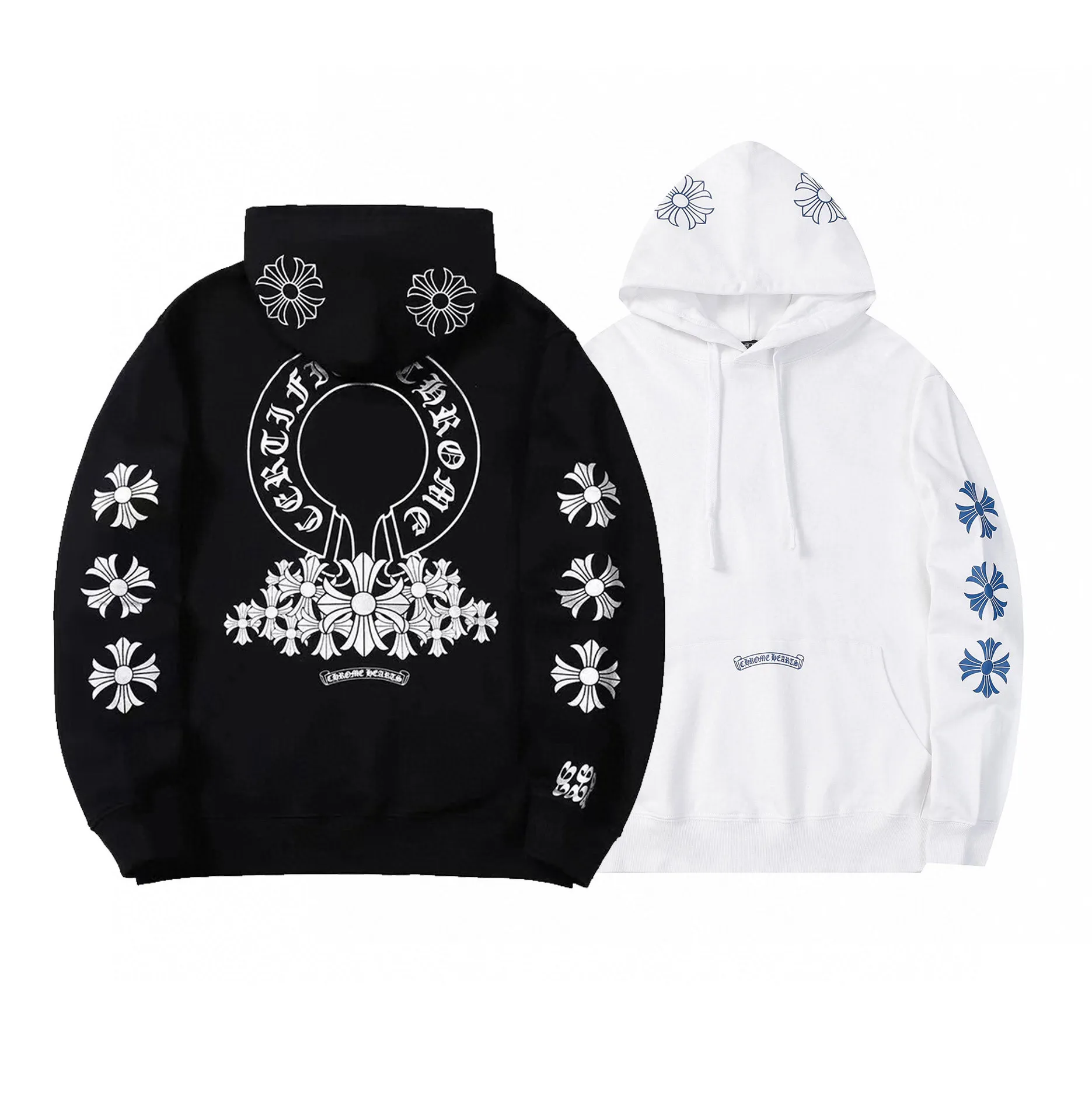 M23—P210 -Chrome Hearts/Chrome Hearts printed sweatshirt cardigan jacket -420 grams of high-density, high-quality wool, soft, delicate and skin-friendly, soft and silky to the touch, warm and skin-friendly -The hardware zipper accessories are all customized and full of details -Colour: black white -Size: S M L XL
